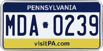 PA license plate MDA0239