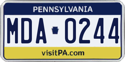 PA license plate MDA0244