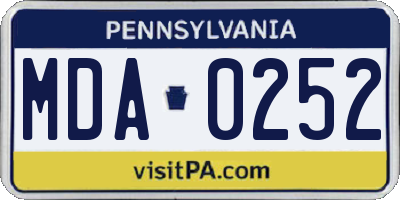 PA license plate MDA0252