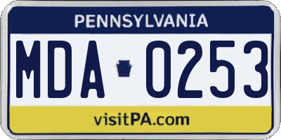 PA license plate MDA0253