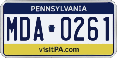 PA license plate MDA0261
