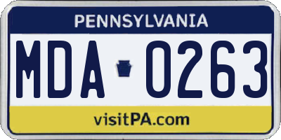 PA license plate MDA0263