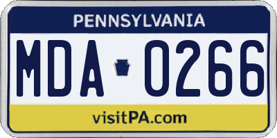 PA license plate MDA0266