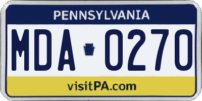 PA license plate MDA0270