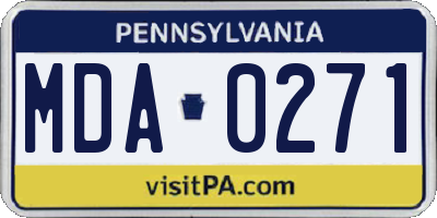 PA license plate MDA0271