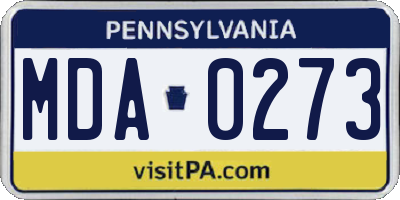 PA license plate MDA0273