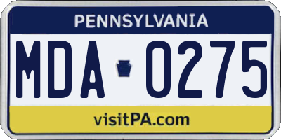 PA license plate MDA0275