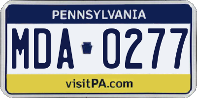 PA license plate MDA0277