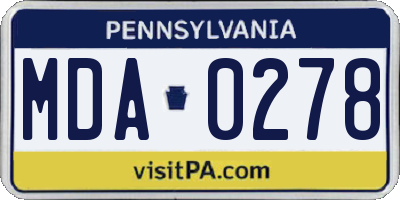 PA license plate MDA0278