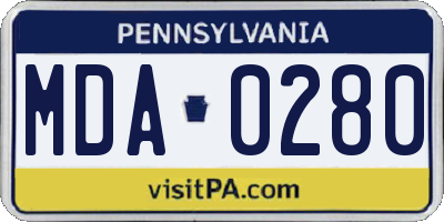 PA license plate MDA0280