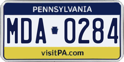 PA license plate MDA0284