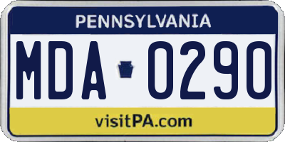 PA license plate MDA0290