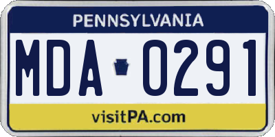 PA license plate MDA0291
