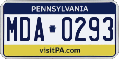 PA license plate MDA0293