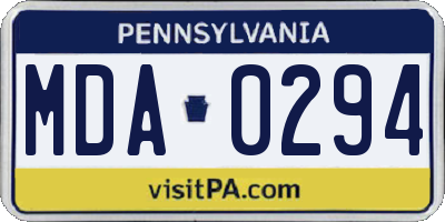 PA license plate MDA0294