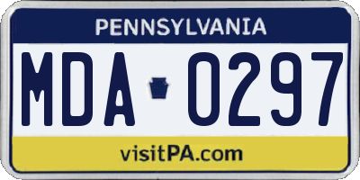 PA license plate MDA0297