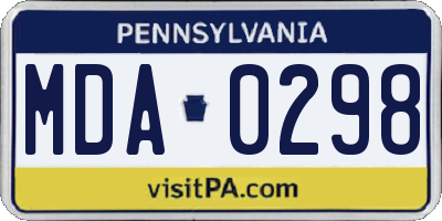 PA license plate MDA0298