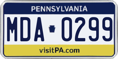 PA license plate MDA0299