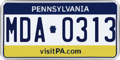 PA license plate MDA0313