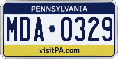 PA license plate MDA0329