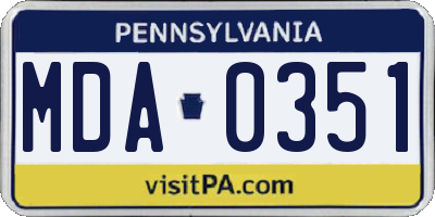 PA license plate MDA0351