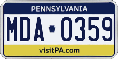 PA license plate MDA0359