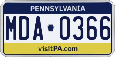 PA license plate MDA0366