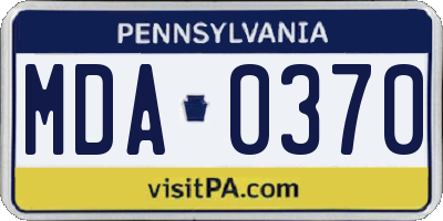 PA license plate MDA0370