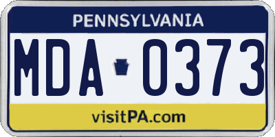 PA license plate MDA0373