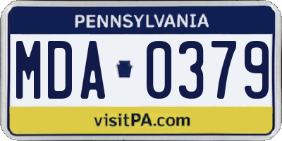 PA license plate MDA0379