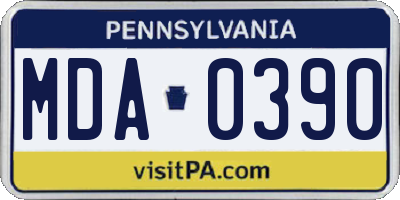 PA license plate MDA0390