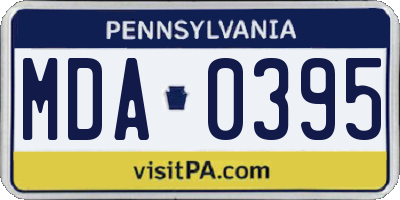 PA license plate MDA0395