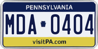PA license plate MDA0404