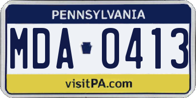 PA license plate MDA0413