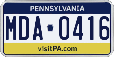 PA license plate MDA0416