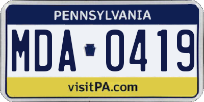 PA license plate MDA0419