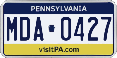 PA license plate MDA0427
