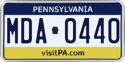 PA license plate MDA0440