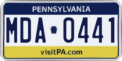 PA license plate MDA0441