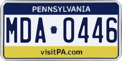 PA license plate MDA0446