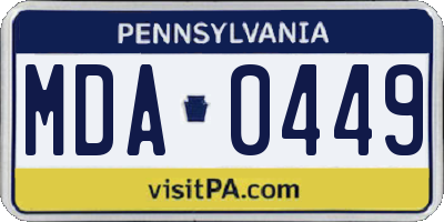 PA license plate MDA0449