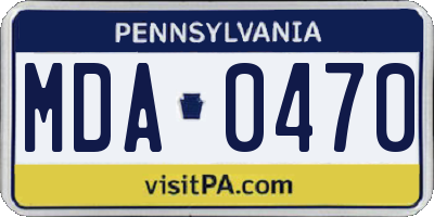 PA license plate MDA0470