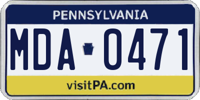 PA license plate MDA0471