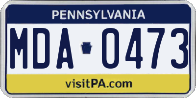 PA license plate MDA0473