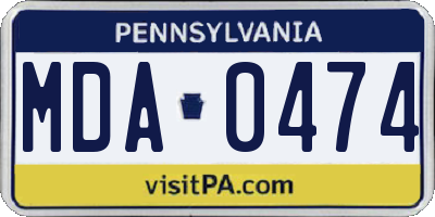 PA license plate MDA0474