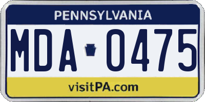 PA license plate MDA0475