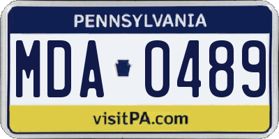 PA license plate MDA0489