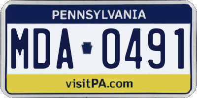 PA license plate MDA0491