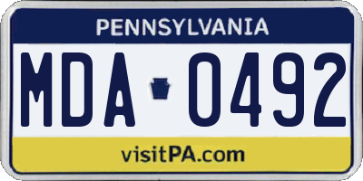 PA license plate MDA0492