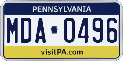 PA license plate MDA0496